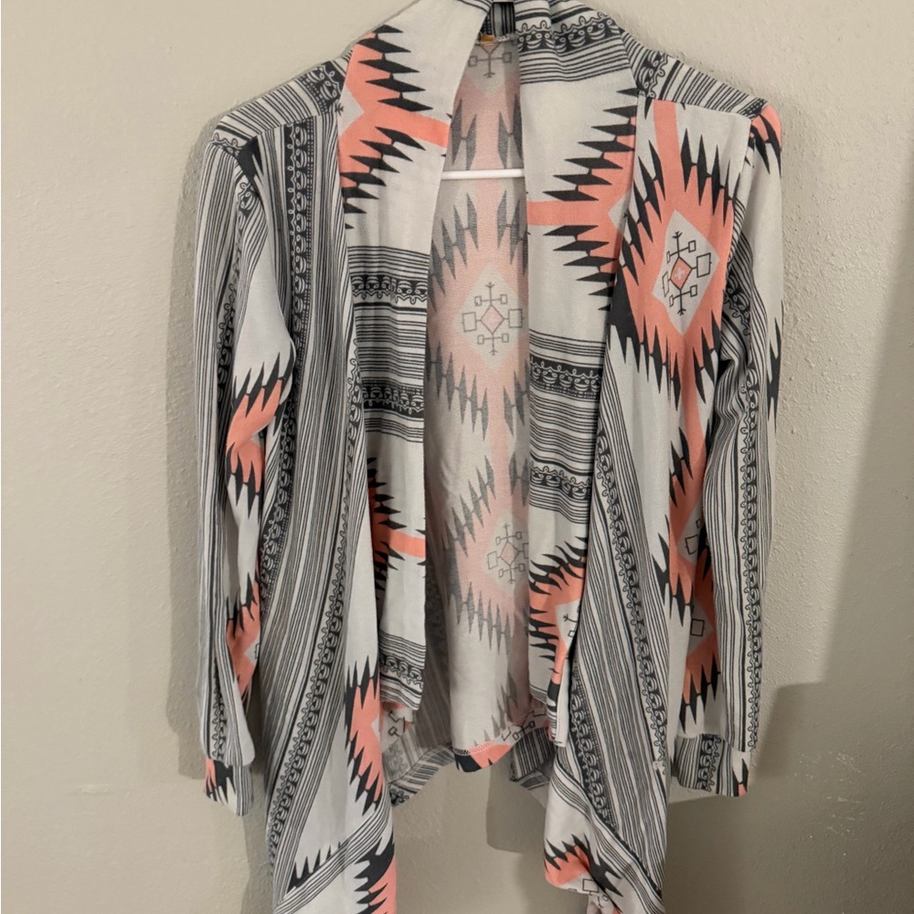 Aztec Patterned Open Front Cardigan - Picture 3 of 7